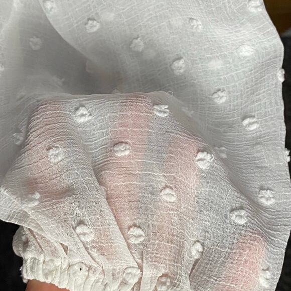 Coquette Swiss Dot Sheer Sleeve Ruched Corset Cottagecore Feminine Ethereal Top - Picture 12 of 12